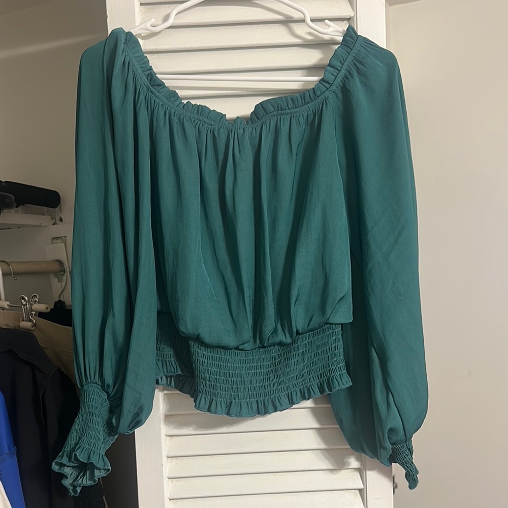 Elegant Teal Off-Shoulder Blouse